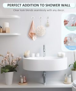 Alternative view of VIS'V Shower Suction Cup Hooks. Removable and Reusable. Clear. Small. 2 Pcs | Clear Invisible Design. Locking Suction Technology. Dual Vacuum Suction. Heavy Duty. Fits for Smooth Flat Surfaces